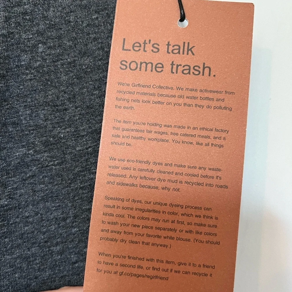 NWT Girlfriend Collective Charcoal Heather Recycled Cotton Muscle Tee - Size M‌ - Picture 6 of 10